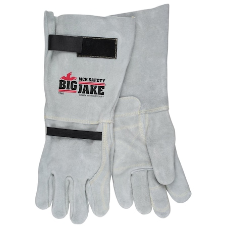 Mcr Safety Gloves, Full Lthr back 8'' Gaunt inside dbl palm XXL, 12PK 1746XXL